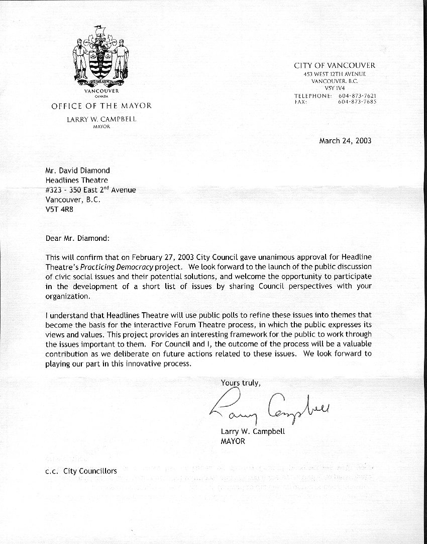 Mayor's Letter Image